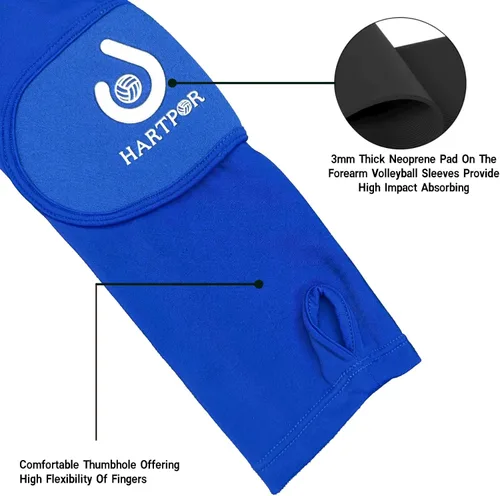 Miniatura 5 de HARTPOR Mangas de brazo de voleibol que pasan las mangas del antebrazo con almohadilla de protección y agujero para el pulgar para los jóvenes