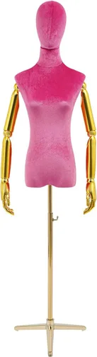 Miniatura 11 de Torso de maniquí femenino con cabeza y brazos posables, forma de vestido ajustable en altura, soporte de medio maniquí, maniquí de ropa con Gris