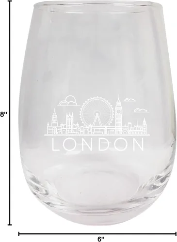 Miniatura 5 de London England Souvenir - Copa de vino grabada sin tallo, de 15 onzas, unidad individual
