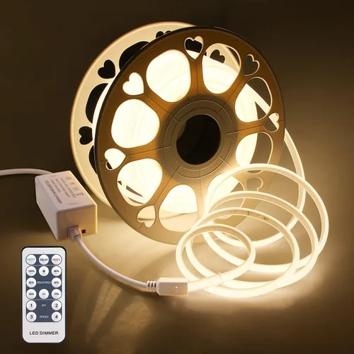 Miniatura 8 de Aclorol Tiras de Luces LED COB de 16.4 Pies para Exteriores, Luz Flexible LED Impermeable AC 110V-120V, Cuerda de Luz LED con Enchufe