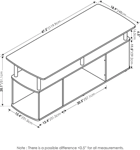 Miniatura 2 de Furinno Jaya Soporte de TV, centro de entretenimiento de 3 niveles con estante abierto, consola de TV para TV de hasta 50 pulgadas con Roble ámbar