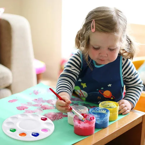 Miniatura 4 de Hulameda 80 paletas de bandejas de pintura, paletas redondas de plástico para niños o estudiantes, manualidades o para tener una fiesta de pintura