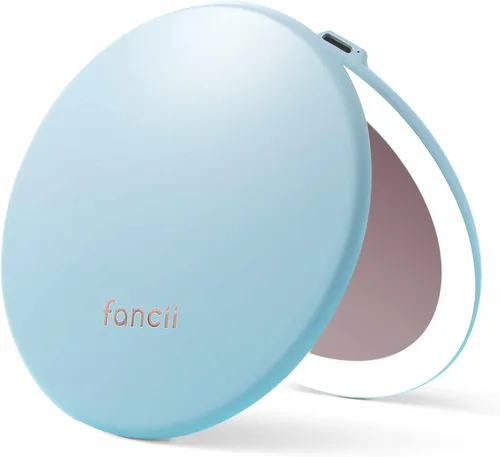 Miniatura 25 de Fancii Taylor espejo de maquillaje de viaje con luz LED, recargable, aumento 10x/1x, sistema de iluminación Tru-Glow, XL grande de 5 pulgadas