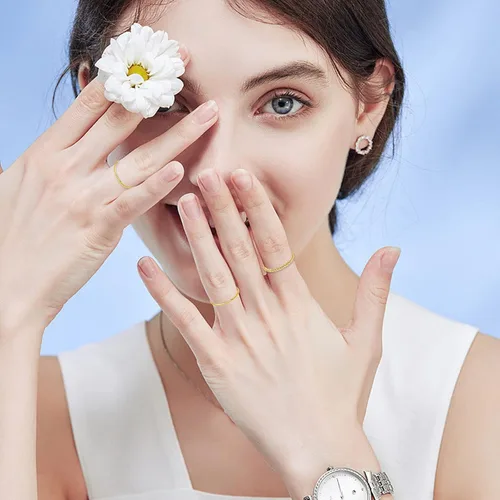 Miniatura 2 de Anillos apilables chapados en oro de 18 quilates para mujer, anillos de acero inoxidable para nudillos para el pulgar, juego de anillos de banda