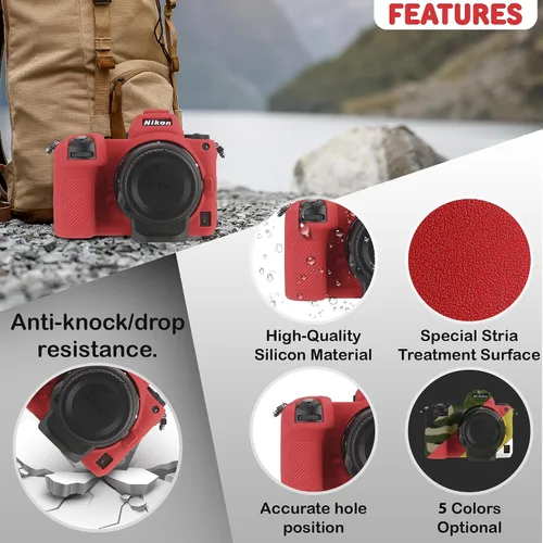 Miniatura 2 de Funda de cámara para Nikon Z6 Z6II Z7 Z7II - Funda protectora de silicona para DSLR, jaula desmontable, a prueba de golpes, a prueba de polvo (rojo)