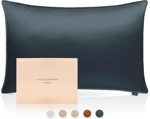 Miniatura 5 de Grace & Company - Funda de almohada de satén sedoso para cabello y piel, funda de almohada de seda de satén con cierre de cremallera certificada