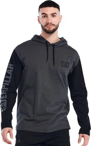 Miniatura 52 de Caterpillar Camisas largas con capucha para hombre con protección UPF 50, control de humedad y logotipo de gato en la manga
