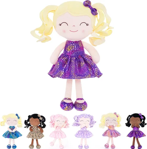 Miniatura 21 de Gloveleya Muñeca Baby Dolls Soft Rag Doll Baby Girl Regalos Curly Spring Girl - Naranja 9 pulgadas
