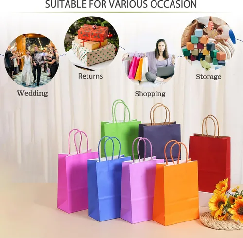Miniatura 7 de AZOWA Bolsas de regalo de papel kraft negro con asas (negro, 12 piezas, 5 x 3.1 x 8.2 pulgadas)