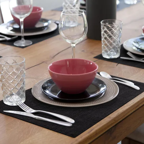 Miniatura 8 de homing - Juego de 4 manteles individuales de algodón y lino, manteles de tela lavables para mesa de comedor de estilo rústico para interiores y Negro