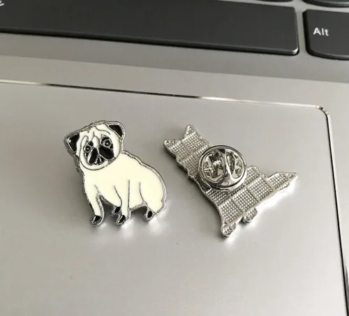 Miniatura 16 de Broche de perro carlino encantador para mascotas, broche de ramillete de metal, placa de identificación para perro, regalo de cumpleaños de Navidad
