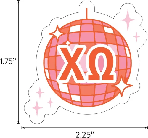 Miniatura 2 de Chi Omega - Hoja de calcomanías de vinilo de diseño occidental con diseños oficiales, adhesivo extraíble, 10 calcomanías por hoja, por Sorority Shop