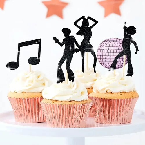 Miniatura 6 de LaVenty Decoración para cupcakes de discoteca de los años 70, decoración de cupcakes de discoteca de los años 70, decoración de fiesta de fiebre