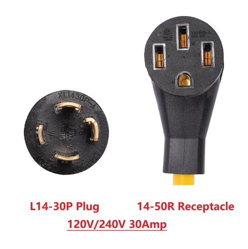 Miniatura 2 de ONETAK NEMA L14-30P to 14-50R Power Cord Adapter, 30 Amp Twist Lock 4 Prong Male Plug to 50 Amp 4 Prong Female Receptacle, 120V/240V, for Generator
