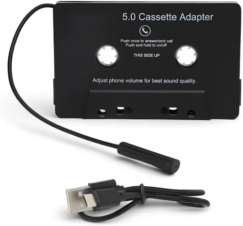 SUNGOOYUE Adaptador de casete Bluetooth de audio para coche, reproductor de cinta Bluetooth 5.0 de plástico ABS, adaptador auxiliar de casete,