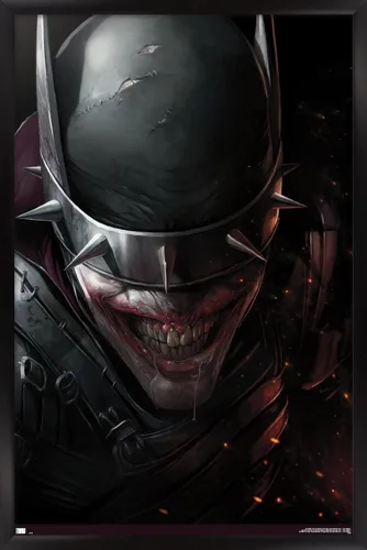 Miniatura 8 de Trends International DC Comics The Batman Who Laughs - Póster de pared de cara, 14.725 x 22.375 pulgadas, versión enmarcada de madera de granero