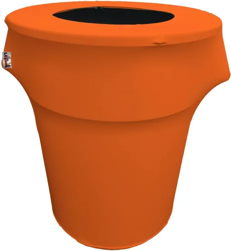 Miniatura 24 de LA Linen Cubierta para cubo de basura ajustable de elastano elástico de 32 galones, cubierta redonda para contenedor de residuos, decoración de Gris