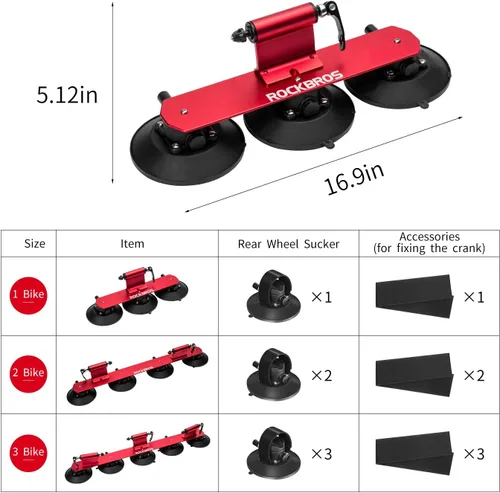 Miniatura 6 de ROCKBROS Sucker - Soporte para bicicleta para techo de coche, ventosa, soporte de bicicleta de liberación rápida de aleación de aluminio para 1, 2