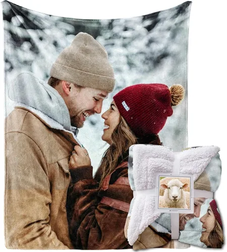 Miniatura 17 de MeMoShe Manta personalizada de felpa con foto para regalo de cumpleaños para novio o novia 40x50 pulgadas, manta personalizada con imagen, regalos
