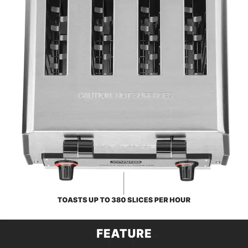 Miniatura 4 de Waring WCT805B - Tostadora comercial de 4 ranuras, tostadora de pan profesional resistente, 360 rebanadas por hora, tostadas uniformemente pan