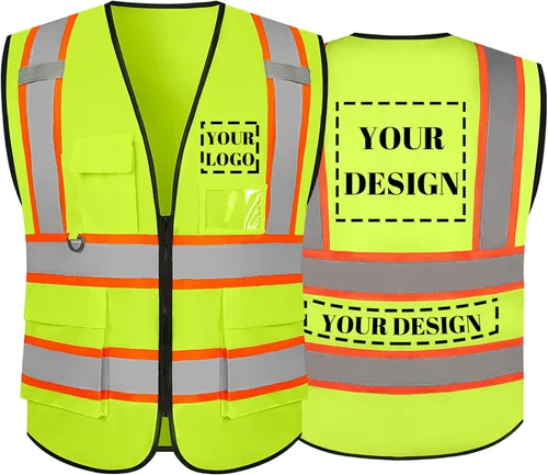 Miniatura 33 de Chaleco de seguridad reflectante de alta visibilidad con 5 bolsillos y cremallera clase 2 para adultos, unisex, ropa de trabajo de seguridad