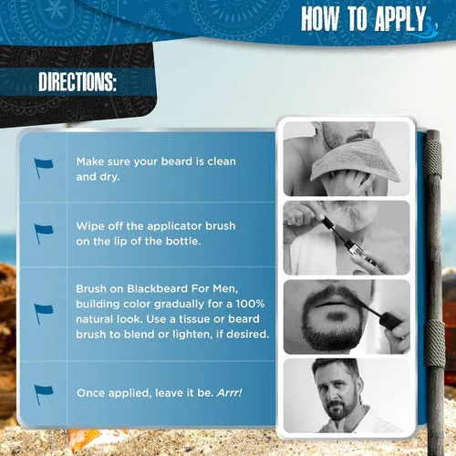 Miniatura 3 de Blackbeard for Men Color instantáneo para barba, bigote, cejas y patillas para todo el día, alternativa temporal e hipoalergénica al tinte para Negro