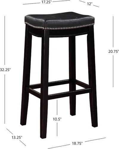 Miniatura 3 de Linon Claridge Taburete de bar, de 32 pulgadas., Madera, Negro