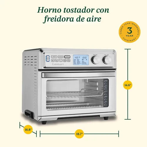 Miniatura 7 de Cuisinart - Horno tostador de freidora de aire con capacidad extra grande, horno de acero inoxidable de 1800W con pantalla digital, opciones