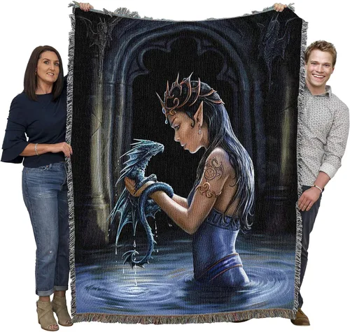 Miniatura 10 de Pure Country Weavers Anne Stokes - Manta de belleza de dragón de la colección Age of Dragons – Manta de fantasía para regalo tejida de algodón