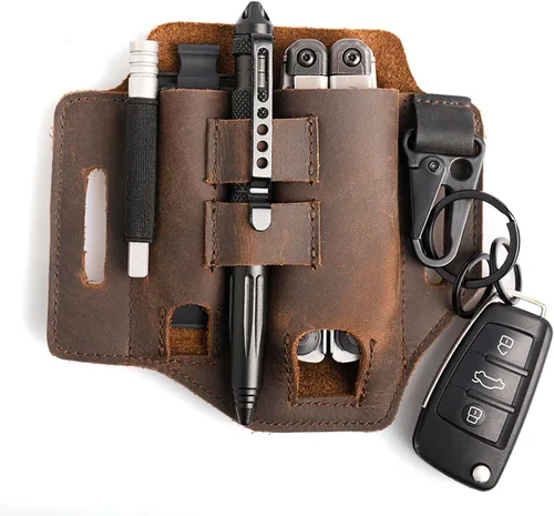 Miniatura 11 de Gentlestache - Funda de cuero para Leatherman, funda multiherramienta, EDC, organizador de bolsillo con llavero para cinturón y funda para linterna