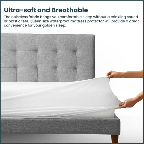 Miniatura 3 de Greaton, Funda protectora de colchón ultra suave con cremallera, impermeable, transpirable y silenciosa, se adapta a colchones de 6 a 9 pulgadas