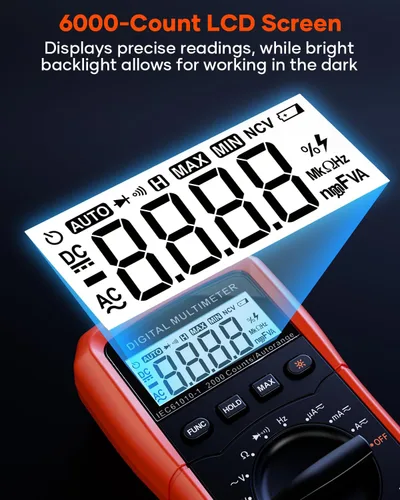 Miniatura 4 de Multímetro digital con auto-rango Crenova MS8233D, instrumento de medición electrónica, detector de voltaje CA, medidor portátil de Amp / Ohm