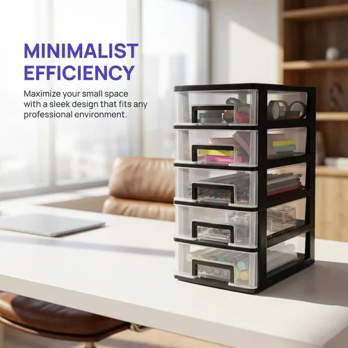Miniatura 6 de Toddmomy Organizador de almacenamiento de plástico de 5 niveles, caja de almacenamiento pequeña portátil para suministros de oficina, papelería