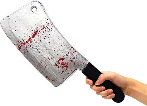Miniatura 2 de Cooplay Cuchillo de plástico de carnicero de sangre para cosplay, accesorios de plástico realistas de terror, divertido para Halloween, fiesta