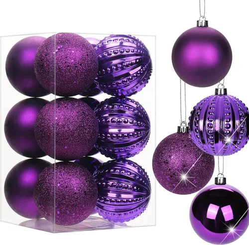 Miniatura 24 de Adornos de bolas de Navidad negras de 2.36 pulgadas, 25 piezas inastillables, set de adornos de Navidad, bolas de Halloween, adorno negro para árbol