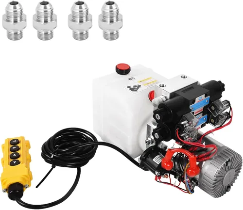 Miniatura 8 de Unidad de potencia hidráulica de 15 cuartos de galón, bomba de remolque de depósito de metal de efecto único de 12 V con control remoto