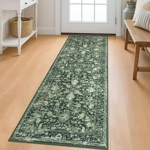 Miniatura 54 de KILOCOCO Alfombra lavable de 2 x 3 para entrada, estampado floral vintage, suave, antideslizante, azul, alfombras de cocina, tapete