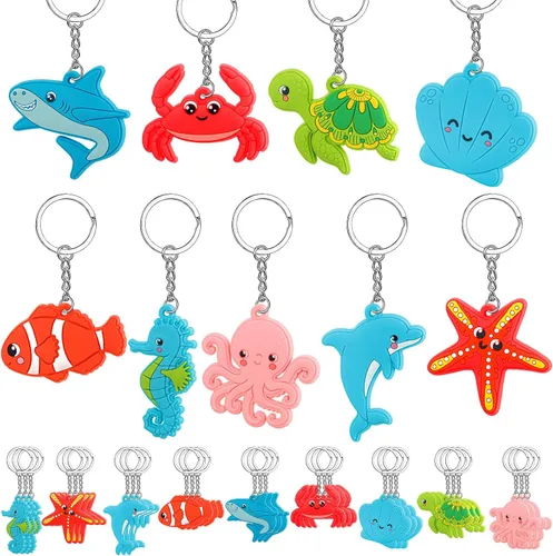 Miniatura 7 de Yinkin 36 llaveros para fiesta de verano, playa, flamenco, piña, tortuga, tabla de surf, para verano, piscina, recuerdo temático, suministros