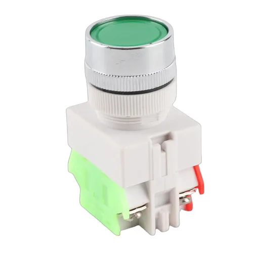 Miniatura 7 de Interruptor momentáneo, reinicio automático interruptor de botón de cabeza plana 0.866 in montaje LAY37-11BN (verde)