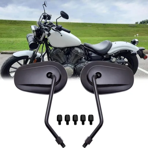 Miniatura 7 de Espejos retrovisores ovalados de 8 mm y 10 mm para motocicleta, compatibles con crucero, picador, bicicleta de calle, bicicleta estándar (negro#1)