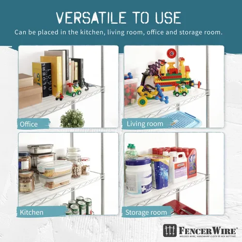 Miniatura 6 de Fencer Wire NSF Estantería de alambre de altura ajustable con forro, estantería de almacenamiento de sótano, estantes de almacenamiento de acero