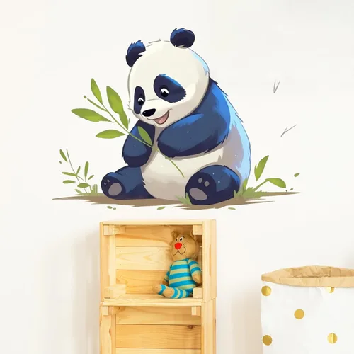 Miniatura 3 de Calcomanías de pared de panda de dibujos animados, calcomanías de pared de animales para niños, removibles, despegar y pegar, arte de pared