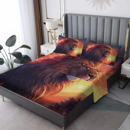 Miniatura 11 de Bear Sheets - Juego de sábanas de tamaño individual, sábanas de microfibra suave, bolsillo profundo, sábanas y fundas de almohada estampadas sin