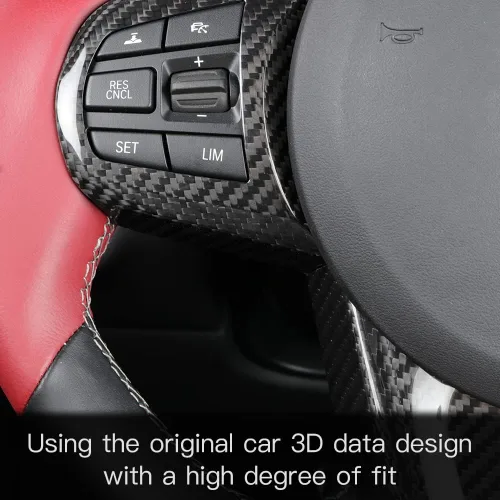Miniatura 4 de Cubierta del panel del volante de fibra de carbono para Toyota Supra GR A90 MK5 (2019+) Borde del marco del volante, cubierta del botón del volante