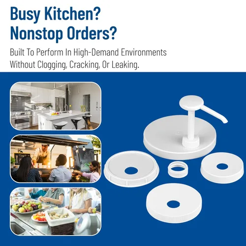 Miniatura 8 de Carlisle FoodService Products Kit universal de bomba de condimentos/dispensador con 5 tapas, color blanco