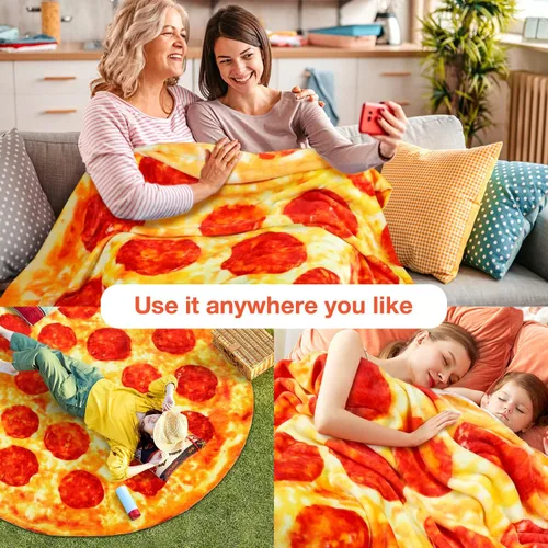Miniatura 4 de Hommtina Manta de pizza de doble cara, manta gigante de tortilla, regalos divertidos para adultos, adolescentes y niños (60 pulgadas)