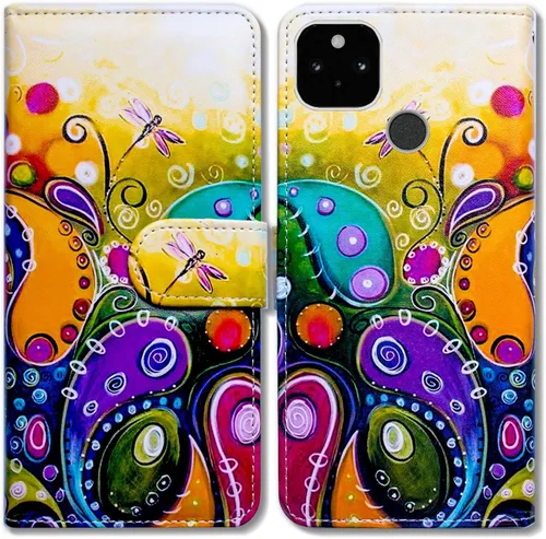 Miniatura 15 de Bcov Funda para Pixel 5a 5G, diseño de pájaro negro y verde con tapa para teléfono, con ranura para tarjetas, soporte para Google Pixel 5a 5G 2021