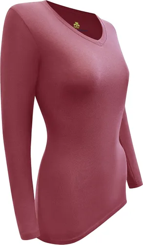 Miniatura 5 de Natural Uniforms Camiseta de manga larga con cuello en V para mujer, paquete de 3