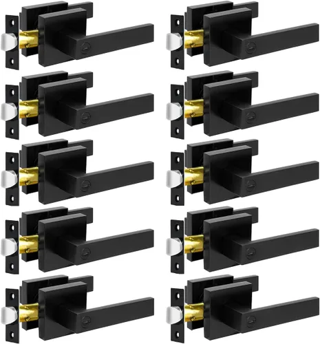 Miniatura 19 de KAMOTA Palancas de puerta de privacidad, 1 paquete de manijas de puerta de color negro mate, cerraduras de puerta de cama y baño, cerraduras