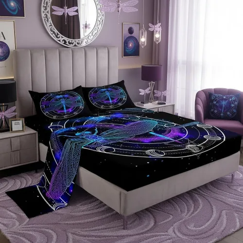 Miniatura 45 de Castle Fairy Juego de sábanas de motocross tamaño twin, juego de ropa de cama verde con diseño de panal ombré, decoración de habitación de niños